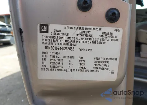 2004 Chevrolet Suburban 1500 Ls from USA, damaged, VIN 1GNEC16Z44J232682